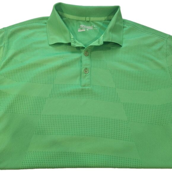 Nike Golf Dri Fit Tour Performance Mens Large Polo Vented Bright Green Shirt - Picture 3 of 9